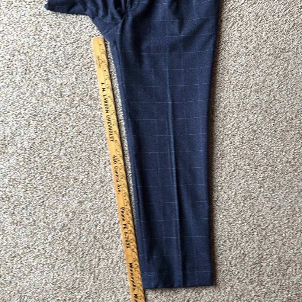 *Luxury* Paul Stuart Navy Windowpane Check Wool Flannel 2 Btn Suit 42 L
